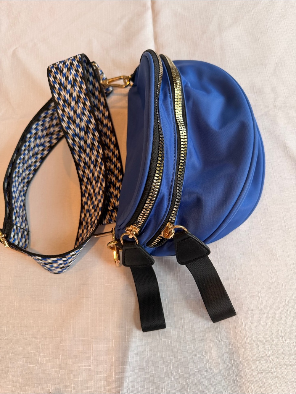 Blue Women's Crossbody Bag Fanny Pack with Adjustable Detachable Strap